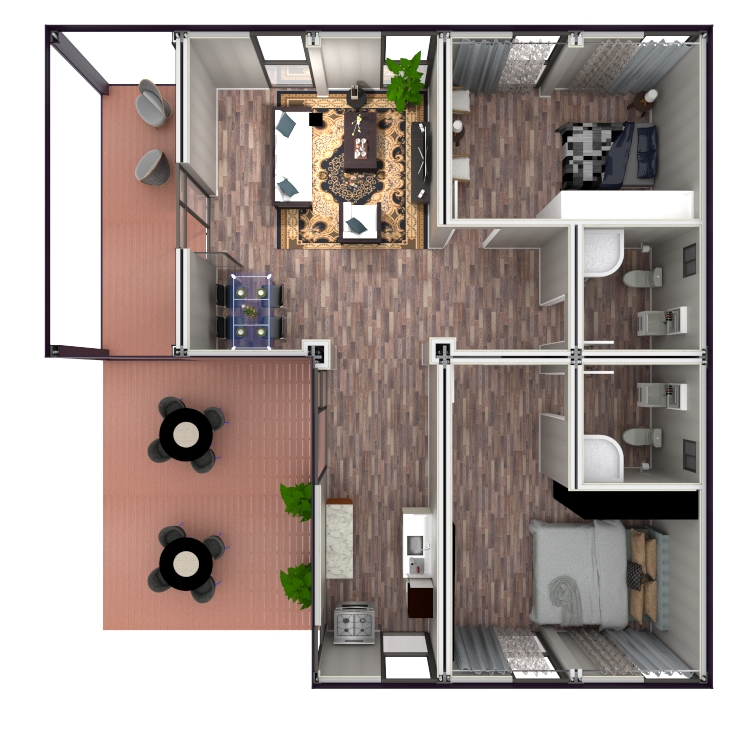 Inner chamber of packaged container house