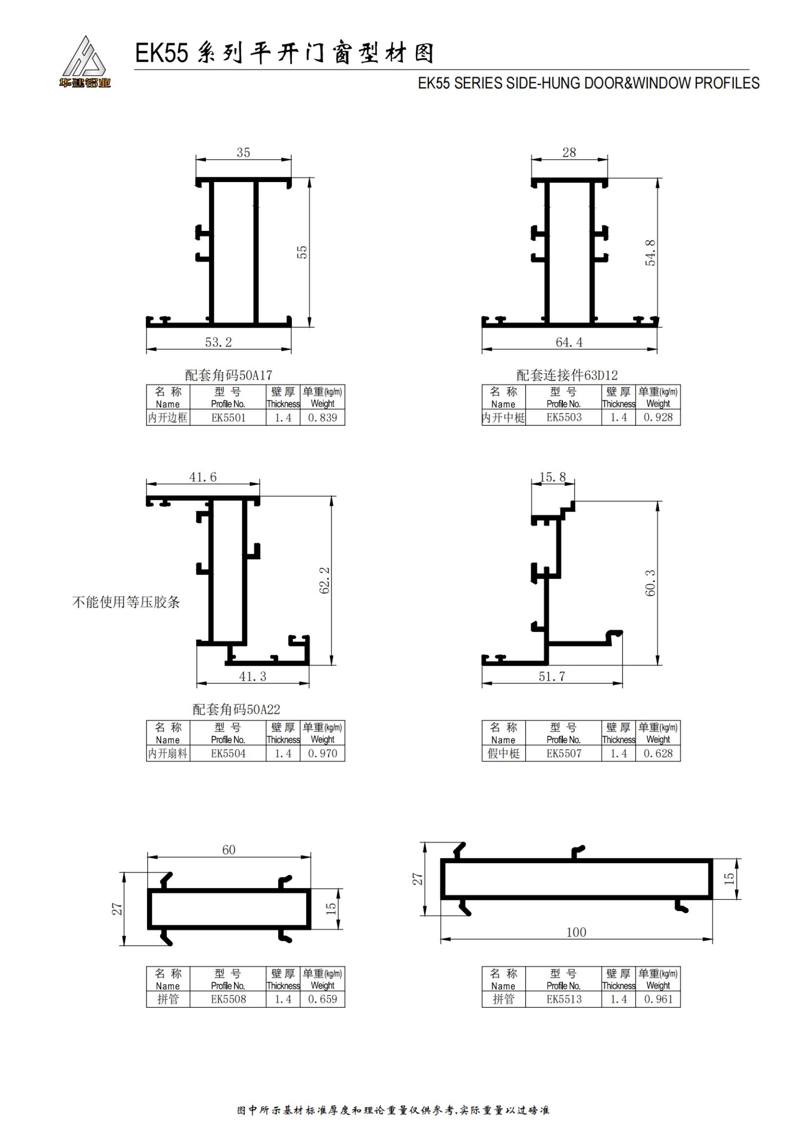 EK55系列平開門窗
