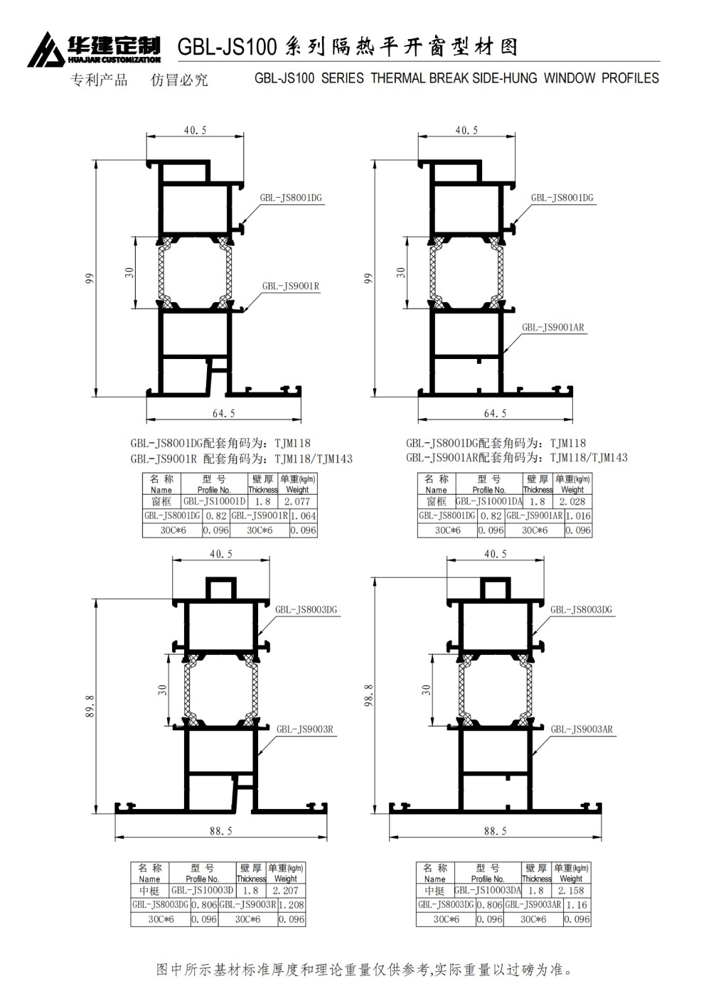 GBL-JS100隔熱平開窗系列
