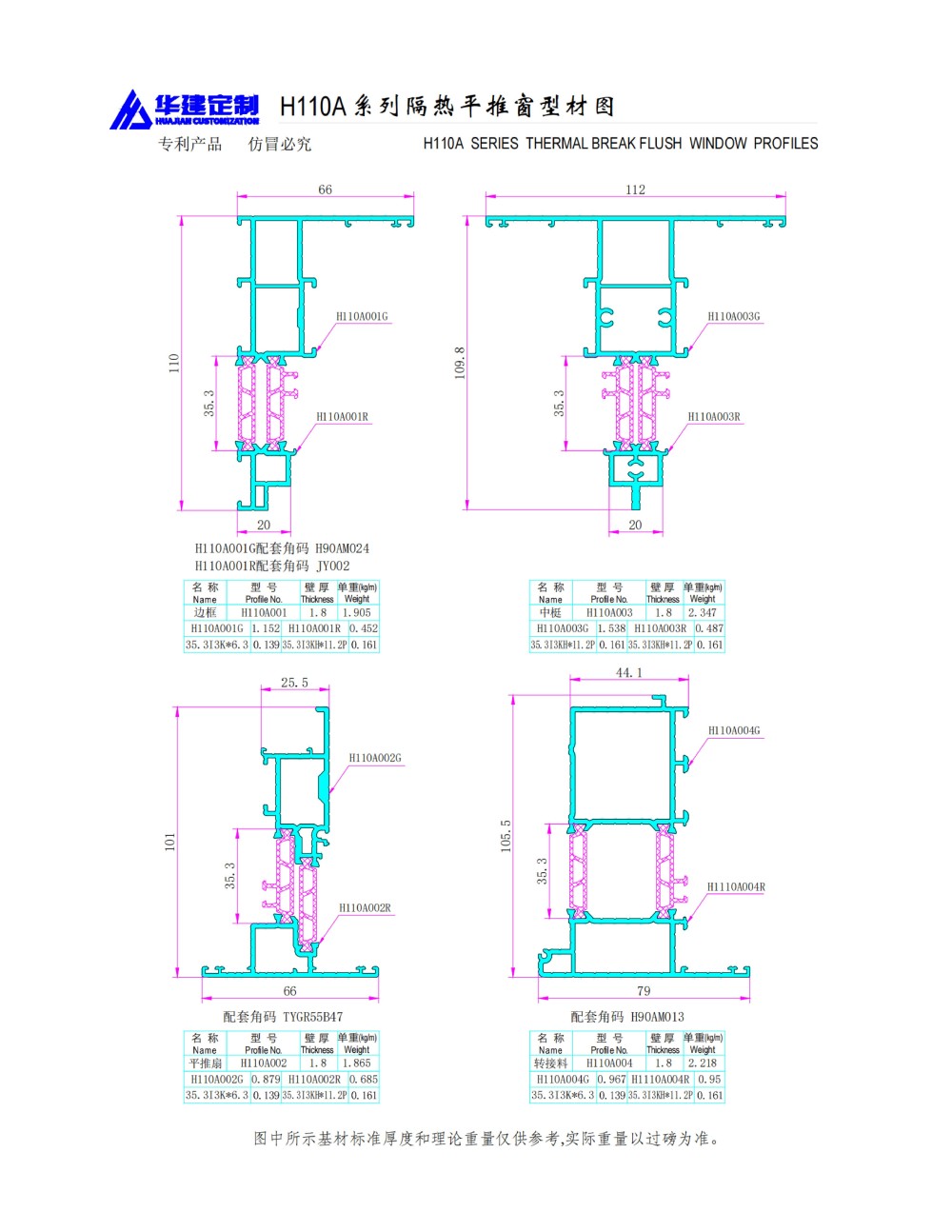 华建定制-H110A平推窗纱一体窗系列